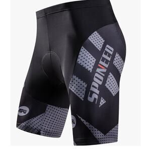 Sponeed US Large Black Gray Padded Bike Shorts